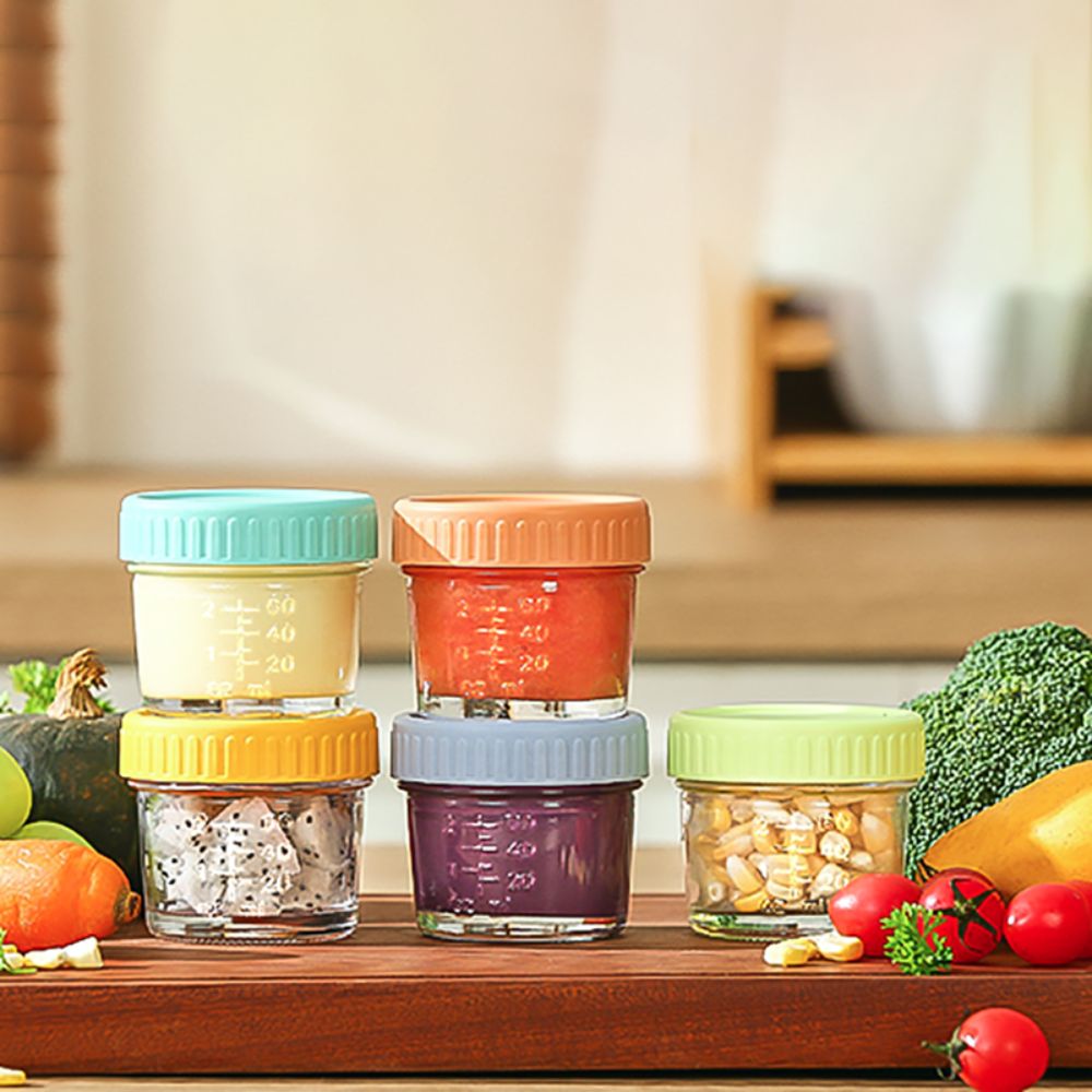 Baby Food Storage Jar - 6 Stück Einmachglas aus Glas, Babynahrungsglas,