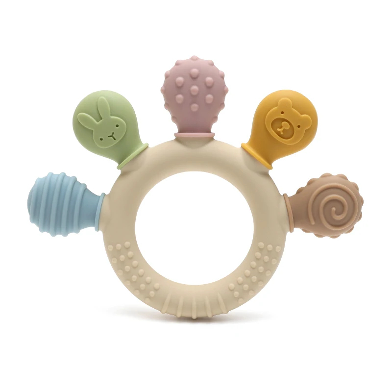 Baby Products Application - Neuer Handgefertigter Mehrfarbiger Silikon-Babyring, Beißring, Angstlinderndes